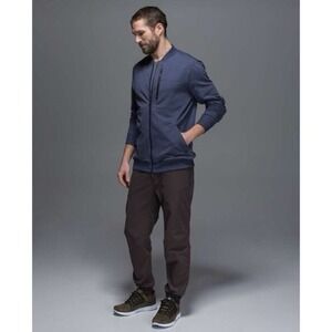 Lululemon Six Pack Heathered Deep Navy Blue Athletic Bomber Jacket